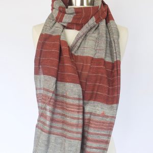 Tana Bana Grey & Maroon Scarf