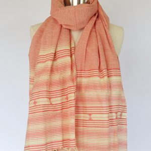 Tana Bana Pink & White Scarf
