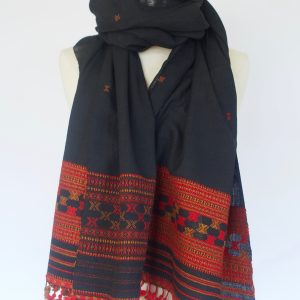 Tana Bana Red, Black & Gold Scarf