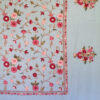 Hand-embroidered light blue floral bedspread