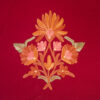 Hand-embroidered Red floral Bedspread
