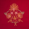 Hand-embroidered Red floral Bedspread