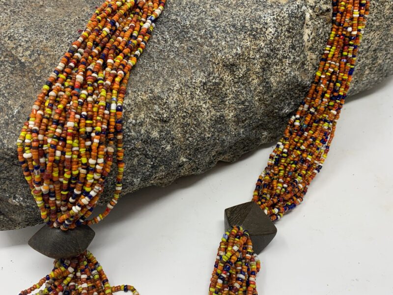 Orange Multicolored beaded necklace
