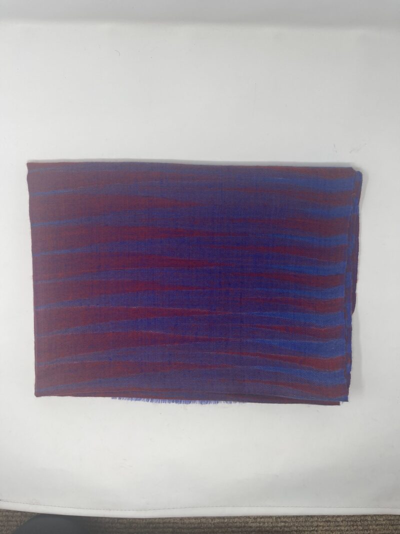 Blue and Red Cashmere IKAT Shawl