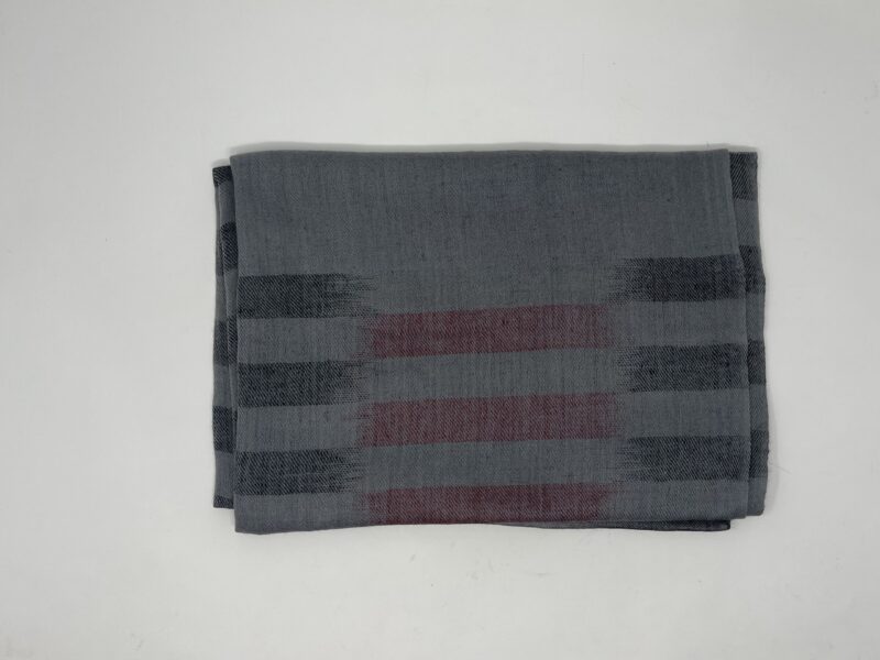 Grey and Black, Red Cashmere IKAT Print