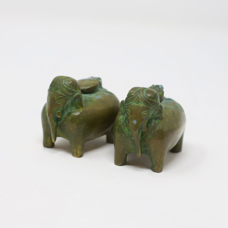 Antique Brass Elephant Ink Pot