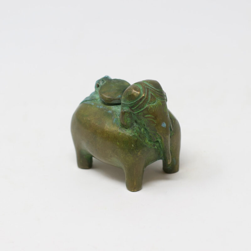 Antique Brass Elephant Ink Pot