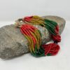 Red, green and yellow beaded necklace