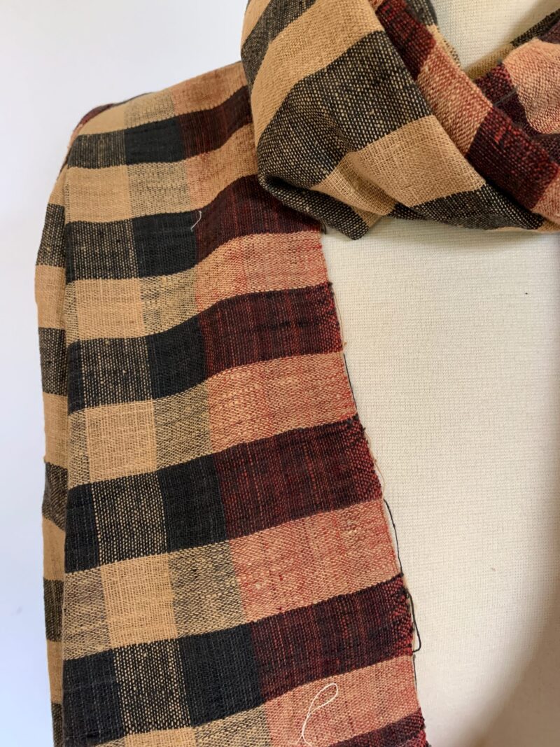 Selvedge-Black-Striped-and-Checkered-Scarf-3-scaled-1.jpeg Khadi Striped and Checkered Scarf