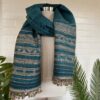 Light Blue Silk & Wool Jalboota Stole