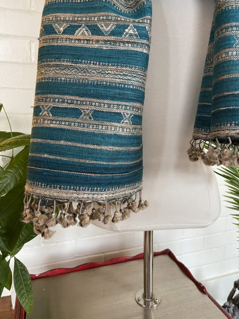 Light Blue Silk & Wool Jalboota Stole