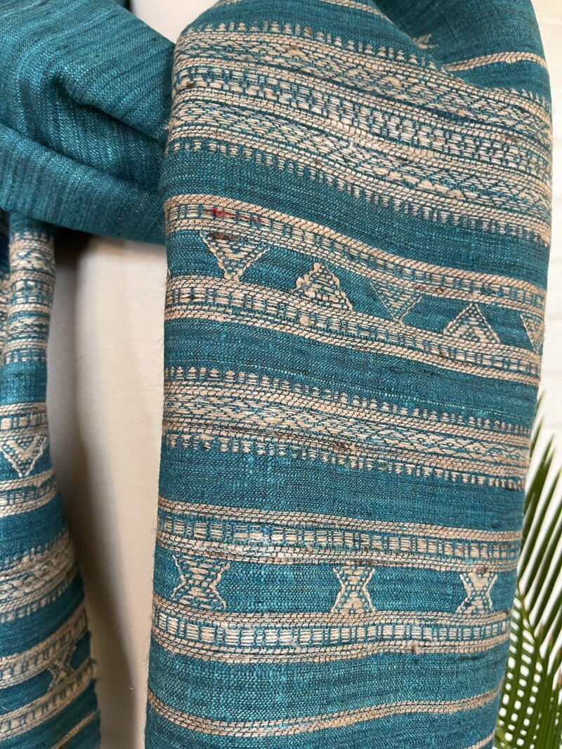 Light Blue Silk & Wool Jalboota Stole