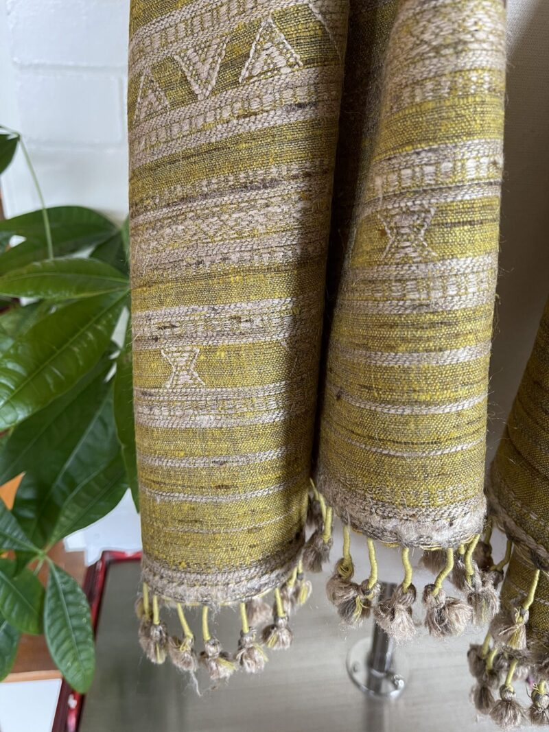 Yellow Silk & Wool Jalboota Stole