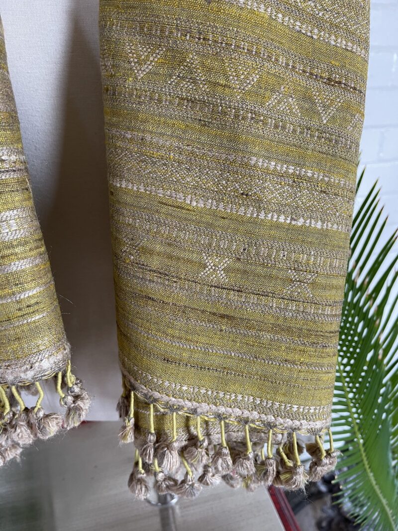 Yellow Silk & Wool Jalboota Stole