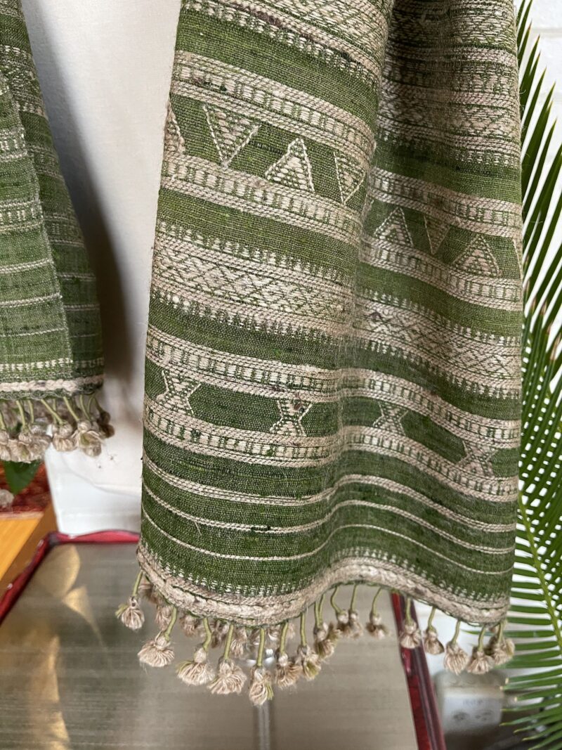 Green Silk & Wool Jalboota Stole