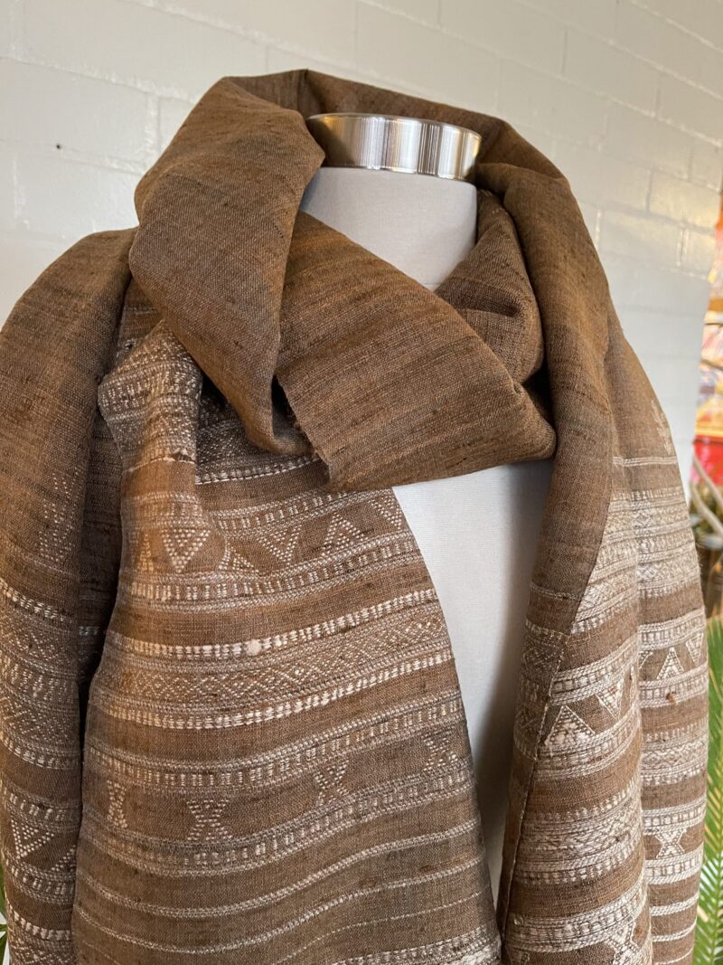 Burnt Orange Silk & Wool Jalboota Stole