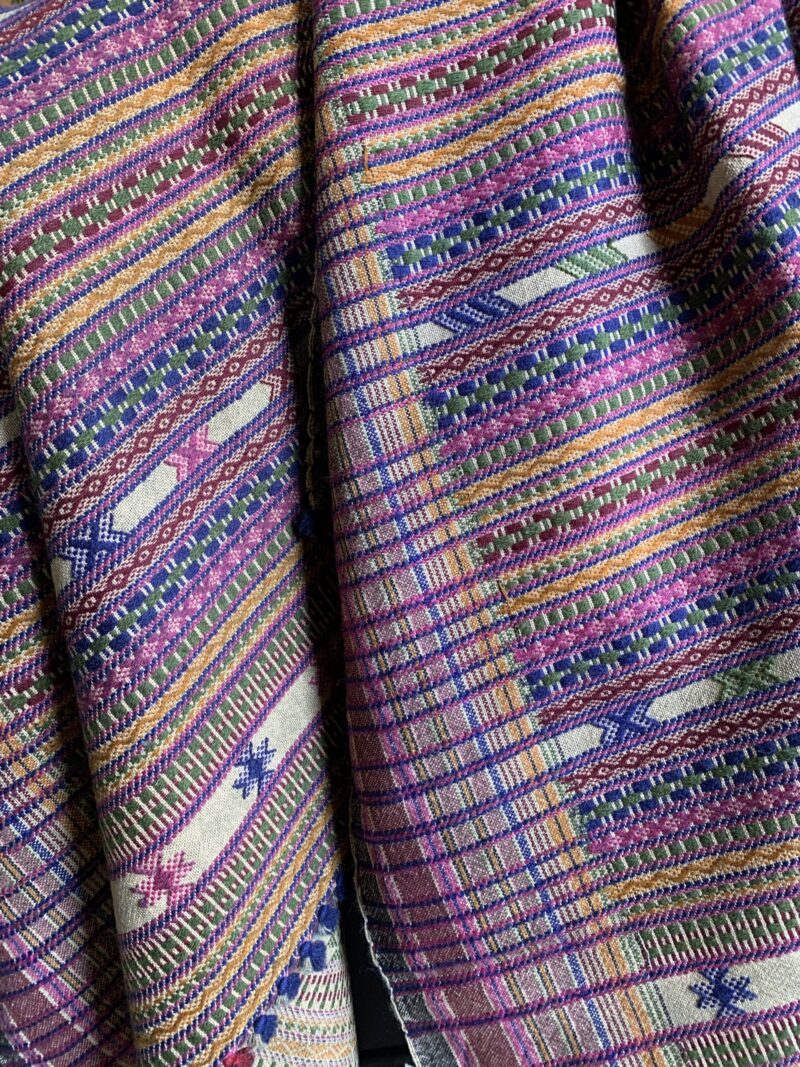 Red and Multicolored Wool Dhabda-style Shawl
