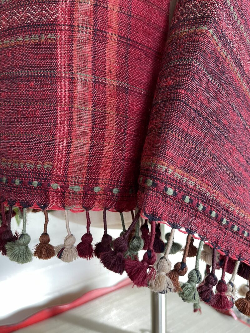 Red Silk & Wool Dhabda stole