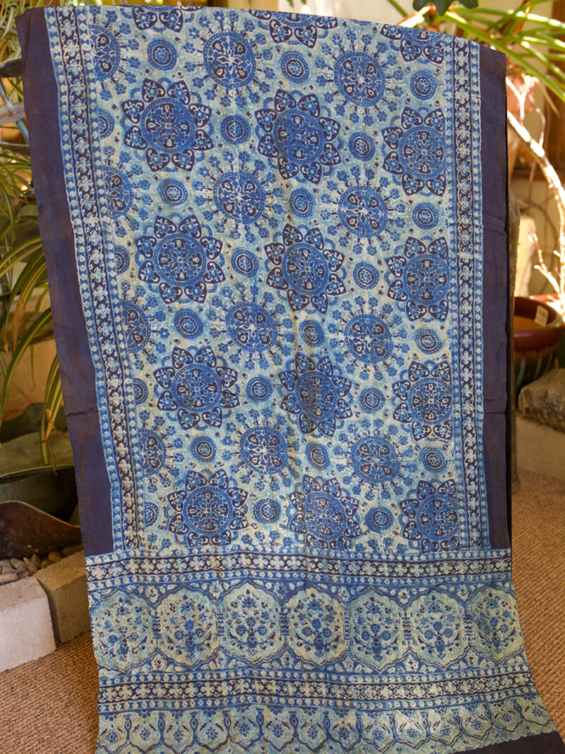 Handmade Blue Block Printed Scarf