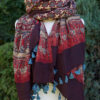 Red And Indigo Handmade Block Large Printed Scarf