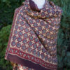 Red And Indigo Handmade Block Large Printed Scarf
