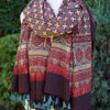 Red And Indigo Handmade Block Large Printed Scarf