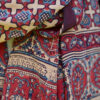 Red And Indigo Handmade Block Large Printed Scarf