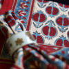 Handmade Block Printed blue and red fruit motif Tablecloth Set