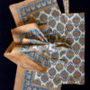 Handmade Block Printed Blue Fruit Motif Tablecloth Set