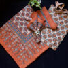 khatri41.jpg Handmade Block Printed Orange Blue Fruit Motif Tablecloth Set