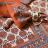 khatri41.1.jpg Handmade Block Printed Orange Blue Fruit Motif Tablecloth Set
