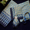 khatri42.jpg Handmade Block Printed Yellow And Blue Color Tablecloth Set