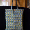 khatri42.2.jpg Handmade Block Printed Yellow And Blue Color Tablecloth Set