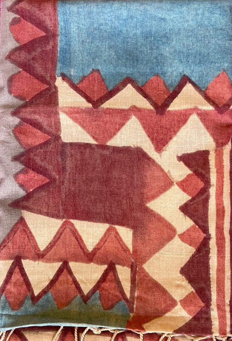 Hand Painted Kalmkari Chevron Scarf
