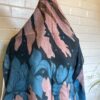 Hand Painted Indigo and Pink Floral Scarf