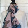 Hand Painted Indigo and Pink Floral Scarf