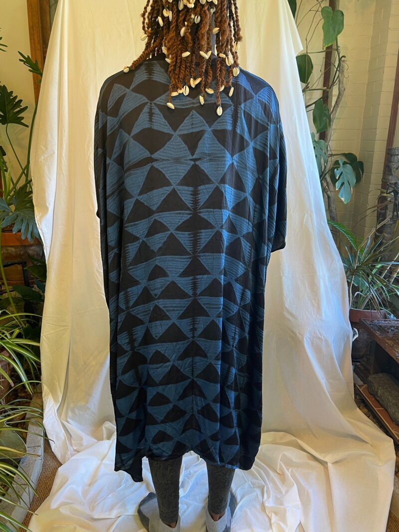 Indigo and Black Shibori Dress Cotton Satin