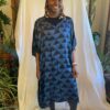 Indigo and Black Shibori Dress Cotton Satin