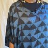 Indigo and Black Shibori Dress Cotton Satin