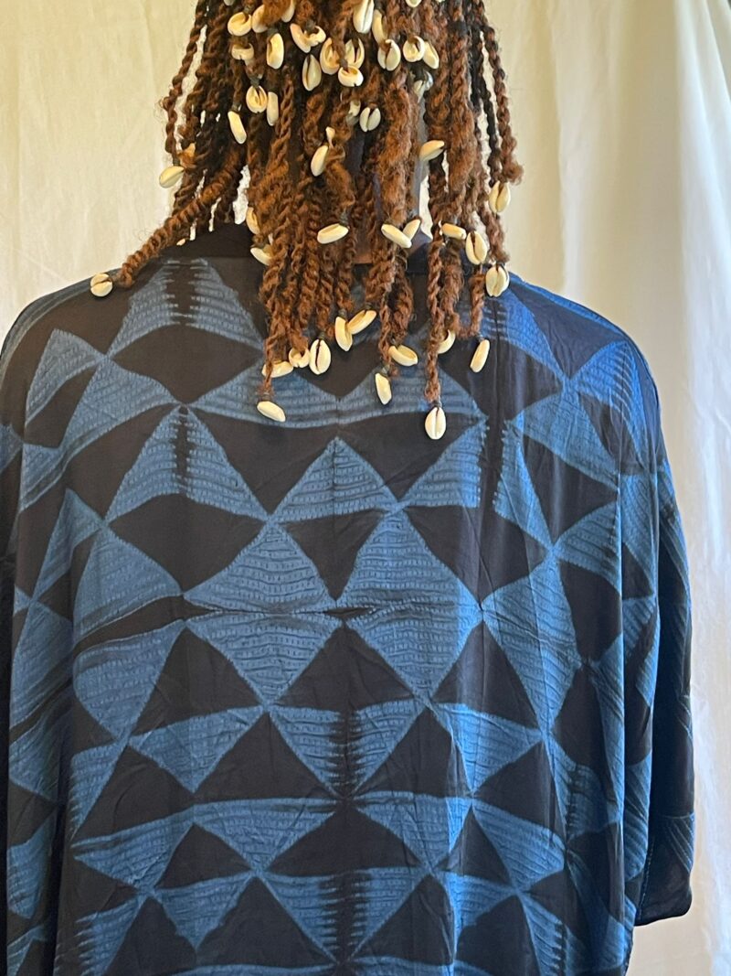 Indigo and Black Shibori Dress Cotton Satin