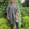 Polka Shibori Black Kaftan