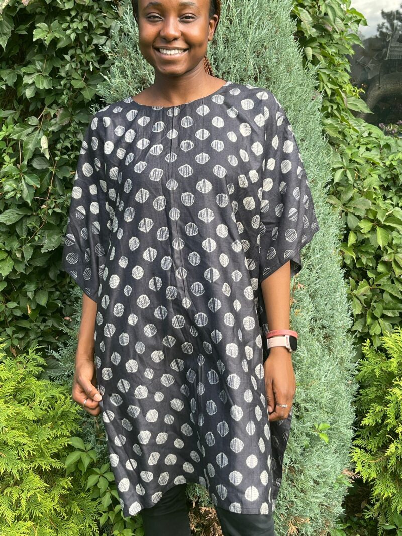 Polka Shibori Black Kaftan