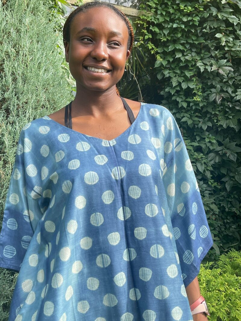 Indigo Shibori Polka Kaftan