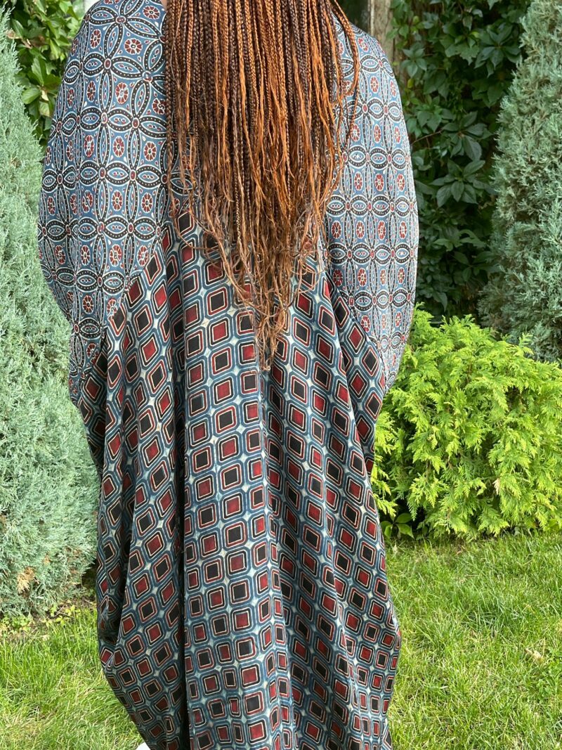 Bagru Kaftan Dress in Indigo