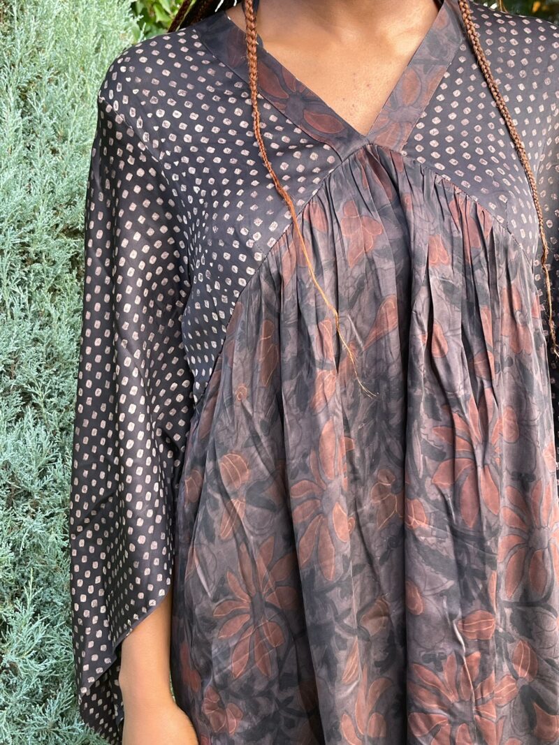Brown Dabu Gathered Top