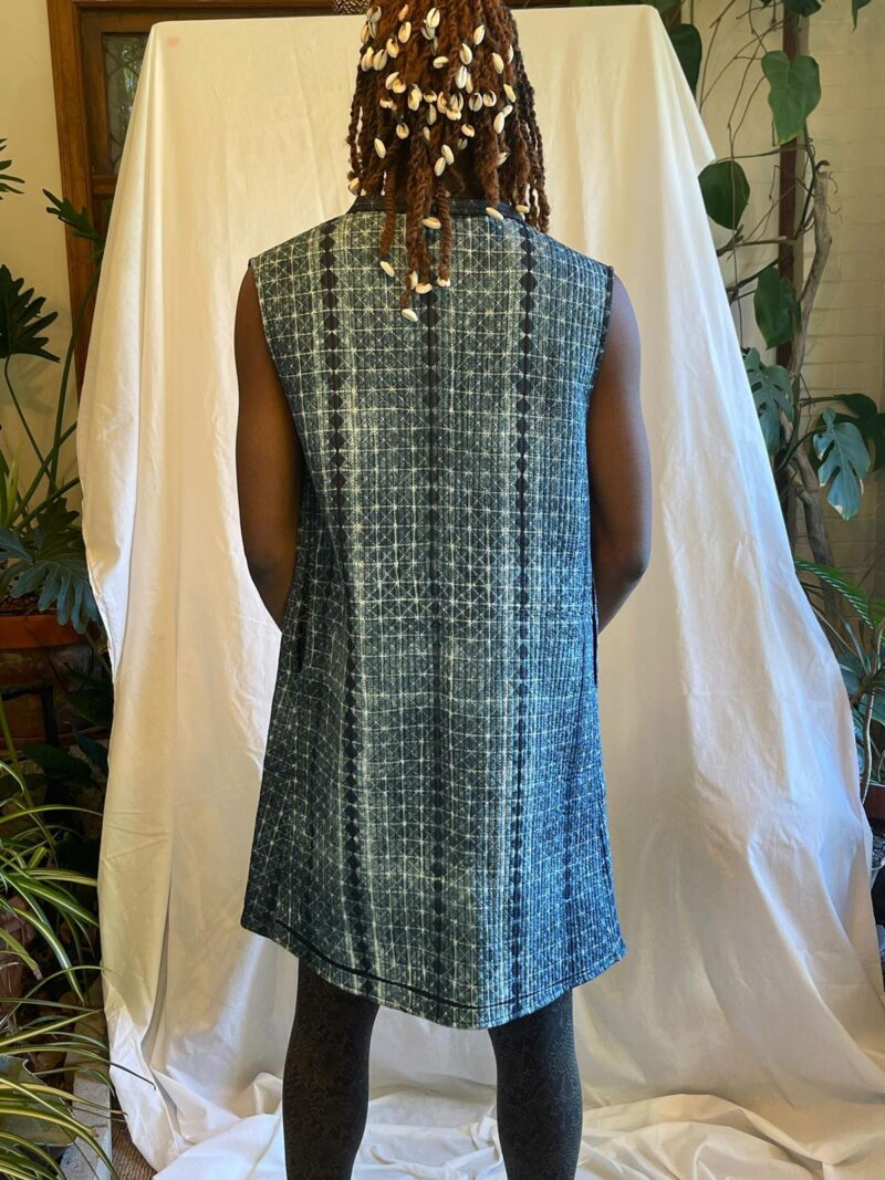 Quilted Short Vest Art Shibori (Silk)