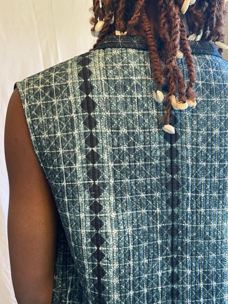 Quilted Short Vest Art Shibori (Silk)