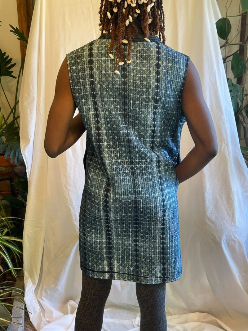 Quilted Short Vest Art Shibori (Silk)